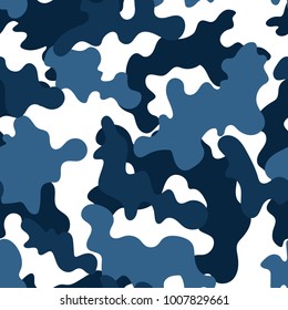 blue camouflage trend pattern, seamless background
