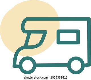 Blue camper car, illustration, vector, on a white background.