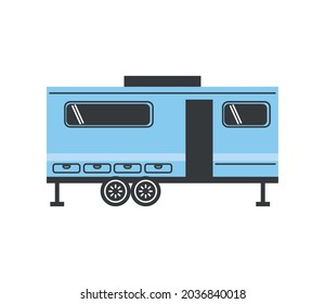 blue camper trailer icon isolated