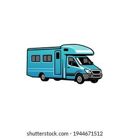 blue camper van rv illustrations