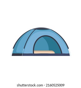 Blue Camping Dome Tent vector illustration. Tent in blue. Isolated Outdoor illustration. Hiking, hunting, fishing canvas. Tourist Tent design over white background.	
