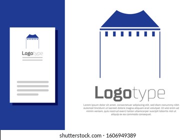 Blue Camping tent icon isolated on white background. Carnival camping tent. Amusement park. Logo design template element. Vector Illustration