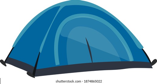 Blue camping tent, illustration, vector on white background