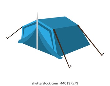 blue camping tent side view over isolated background,vector illustration