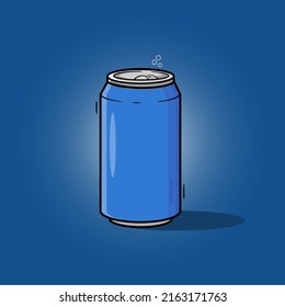 blue can with bubbles on blue background