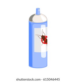 Blue can of cockroach insecticide. Colorful cartoon illustration