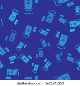 Blue Can container for milk and glass icon isolated seamless pattern on blue background.  Vector Illustration