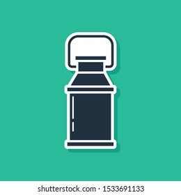 Blue Can container for milk icon isolated on green background.  Vector Illustration