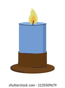 blue candle design over white