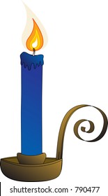 Blue Candle in Spiral Handled Base