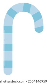 Blue candy cane flat icon isolated on white background.