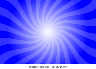 Fundo de cor azul doce de explosão solar. Papel de parede de design de raios de sol de creme azul abstrato. Linhas giratórias coloridas para modelo, banner, cartaz, folheto. Roda de desenho animado doce ou redemoinho.