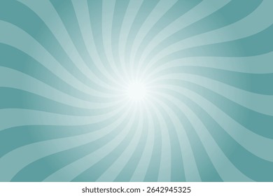 Blue candy color sunburst background. Abstract blue cream sunbeams design wallpaper. Colorful spinning lines for template, banner, poster, flyer. Sweet rotating cartoon swirl or whirlpool.