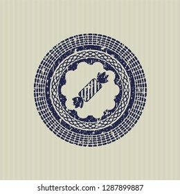 Blue candy icon inside distress rubber texture