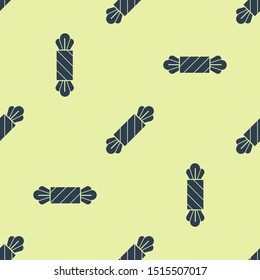 Blue Candy icon isolated seamless pattern on yellow background. Happy Halloween party.  Vector Illustration