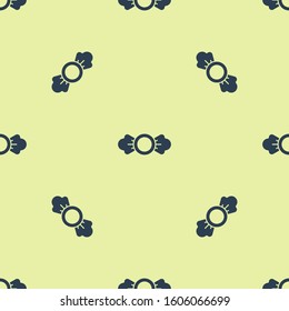 Blue Candy icon isolated seamless pattern on yellow background.  Vector Illustration