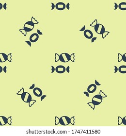 Blue Candy icon isolated seamless pattern on yellow background.  Vector