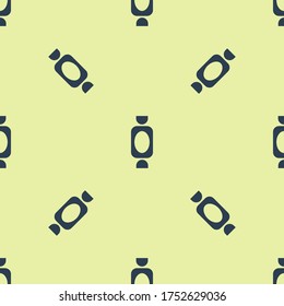 Blue Candy icon isolated seamless pattern on yellow background.  Vector