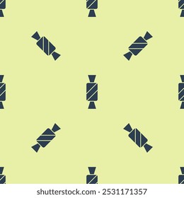 Blue Candy icon isolated seamless pattern on yellow background.  Vector