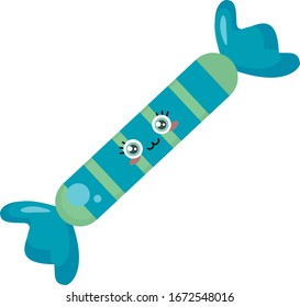 Blue candy, illustration, vector on white background.