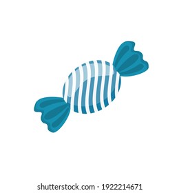 Blue candy isolated on white background. Bonbon sweet candy icon. Vector stock