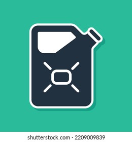 Blue Canister for flammable liquids icon isolated on green background. Oil or biofuel, explosive chemicals, dangerous substances.  Vector