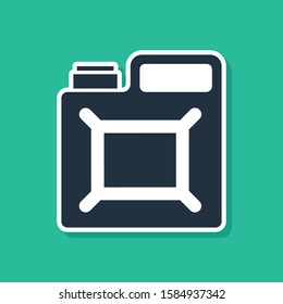 Blue Canister for gasoline icon isolated on green background. Diesel gas icon.  Vector Illustration