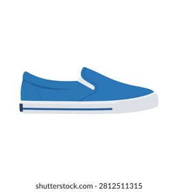 Blue Canvas Slip-on Sneaker Side View Isolated on White Background Casual Urban Footwear Illustration