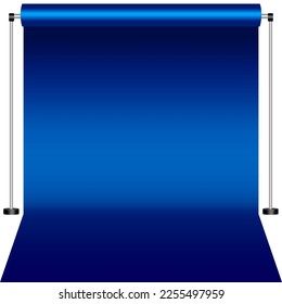 Blue Canvas studio. Blue Studio curtain. Background for photography. Vector illustration.