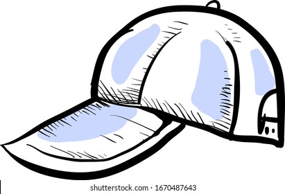 Blue cap drawing, illustration, vector on white background.