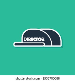 Blue Cap with inscription director icon isolated on green background.  Vector Illustration