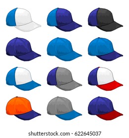 Blue cap, Vector Variety of color combinations cap template 