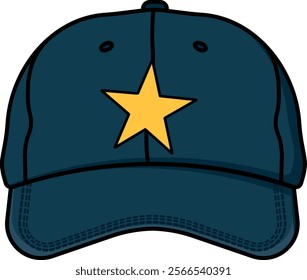 blue cap with yellow star without background