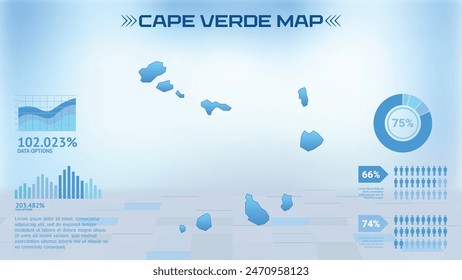 Blue Cape Verde Map with States, Political Cape Verde infographic map vector illustration