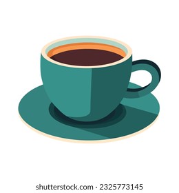 Blue cappuccino icon on saucer with steam icon isolated