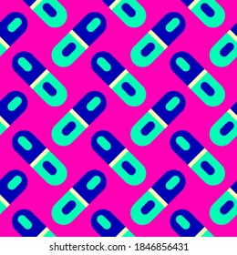 Cápsulas azules, sin soldadura sobre fondo rosado.