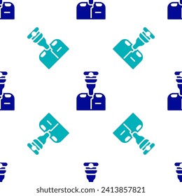 Blue Captain of ship icon isolated seamless pattern on white background. Travel tourism nautical transport. Voyage passenger ship, cruise liner.  Vector