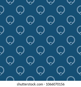 Blue captive hoop seamless pattern. Vector piercing jewelry minimal background