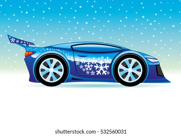 Blue car.