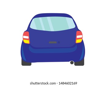 Blue car back view on white backgruond,illustration vector