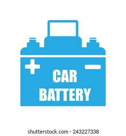 Blue car battery isolated on a white background