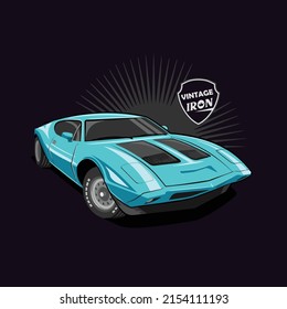 Blue car classic nice poster