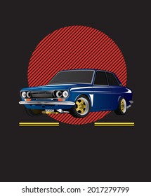 blue car, classic racing small car