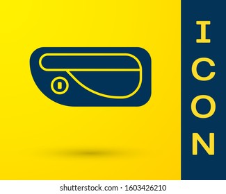 Blue Car door handle icon isolated on yellow background.  Vector Illustration