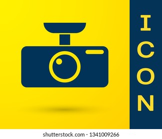 Blue Car DVR icon isolated on yellow background. Car digital video recorder icon. Vector Illustration