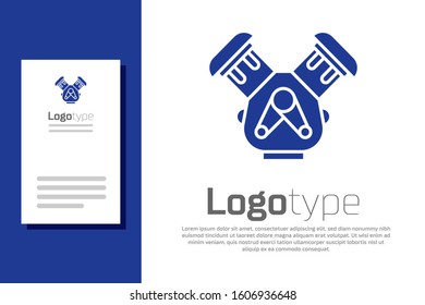 Blue Car engine icon isolated on white background. Logo design template element. Vector Illustration