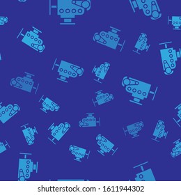 Blue Car engine icon isolated seamless pattern on blue background.  Vector Illustration
