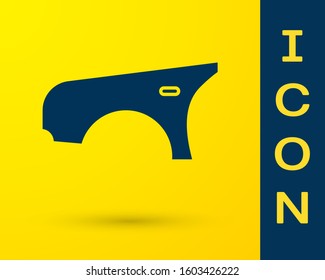 Blue Car fender icon isolated on yellow background.  Vector Illustration