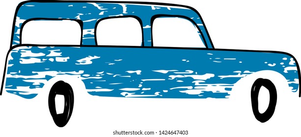Blue car flat illustration design