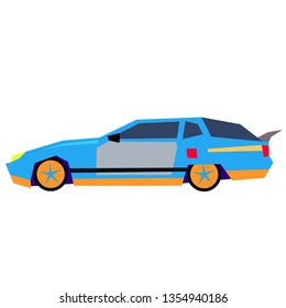 Blue car flat illustration on white